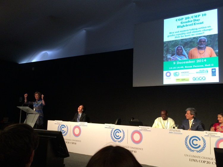 Mary Robinson addresses the room at the high-level dialogue on Gender.